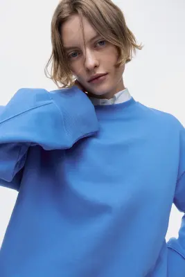 Sweat oversize en coton - Bleu — photo 1