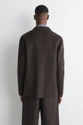 BLAZER DÉCONTRACTÉ EN LAINE DOUBLE FACE - BRUN FONCÉ — photo 3
