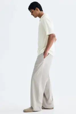 Regular Fit Textured-knit polo shirt - Crème — photo 4