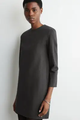 ROBE TAILLEUR COURTE EN JERSEY - GRIS FONCÉ — photo 2
