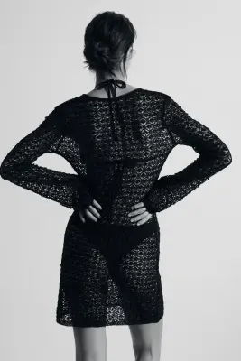 Robe de plage façon crochet - Noir — photo 3