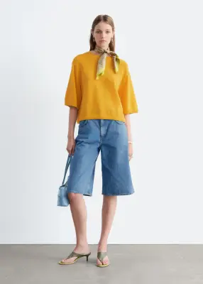 T-shirt en maille de coton - Jaune — photo 2