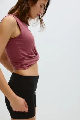 Débardeur de sport Slim Fit avec détail torsadé - Marron pourpre clair — photo 2