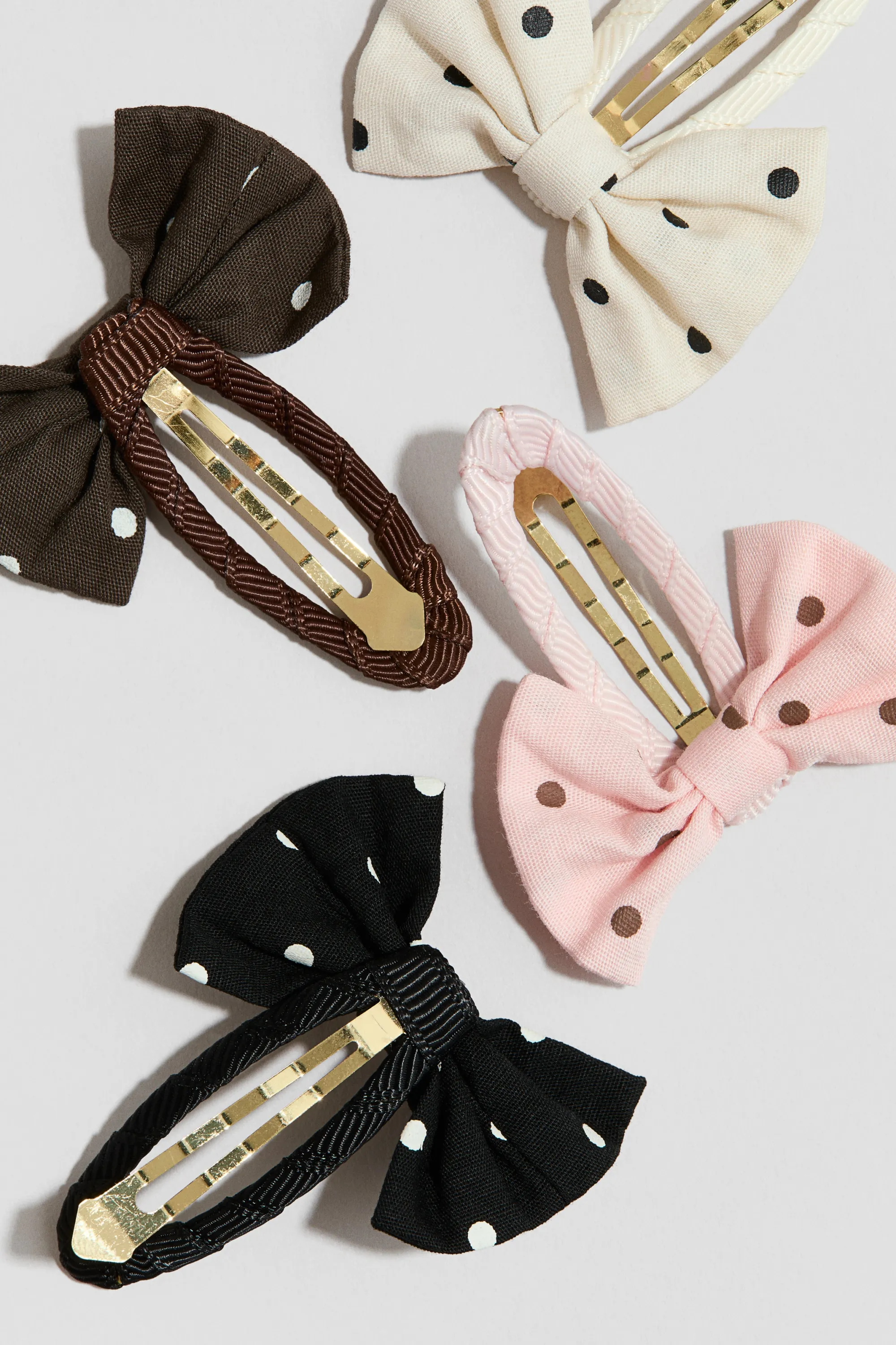 Lot de 4 barrettes avec application - Rose clair/pois