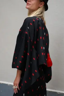 Veste Kimono noir Kasuri — photo 3