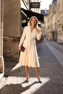 Hortensia Belted Dress - Cream — photo 3