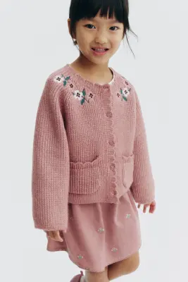 Gilet avec détails brodés - Vieux rose/fleurs — photo 1
