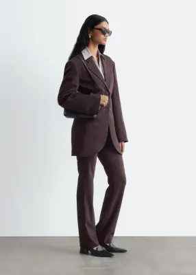 Blazer à boutonnage simple - Marron foncé — photo 3