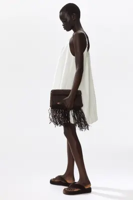 Robe à boutons en crêpe - Crème — photo 3