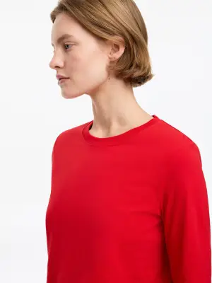T-shirt signature à manches longues - Rouge — photo 4