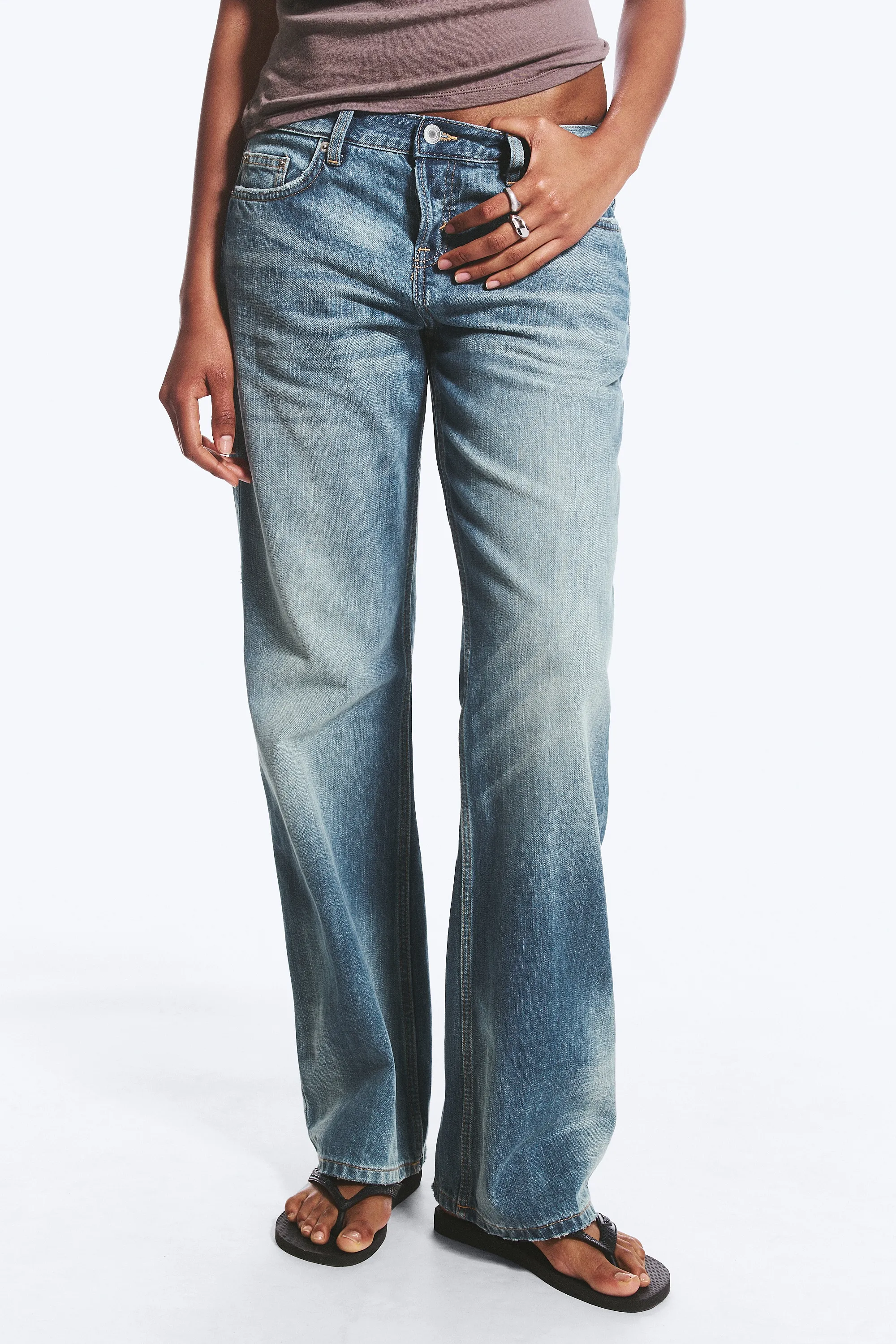 Jean bootcut ample taille basse Aura - Hunter Blue - Bleu moyen
