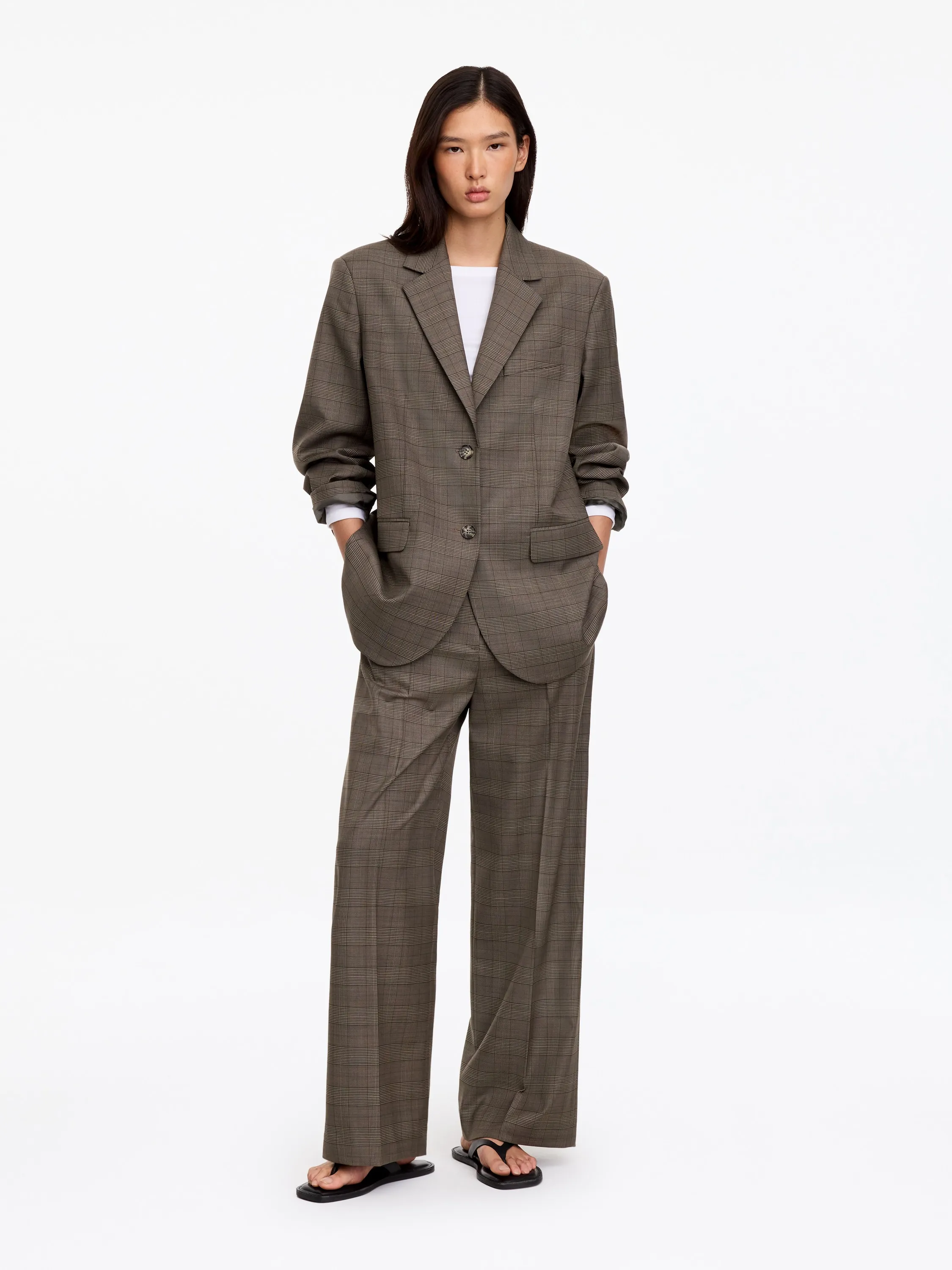 Relaxed Wool-Blend Blazer - Marron/Carreaux