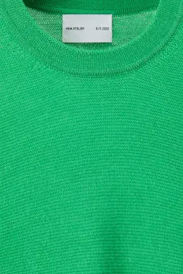 Pull Loose Fit en maille envers de laine mélangée - Vert vif — photo 5