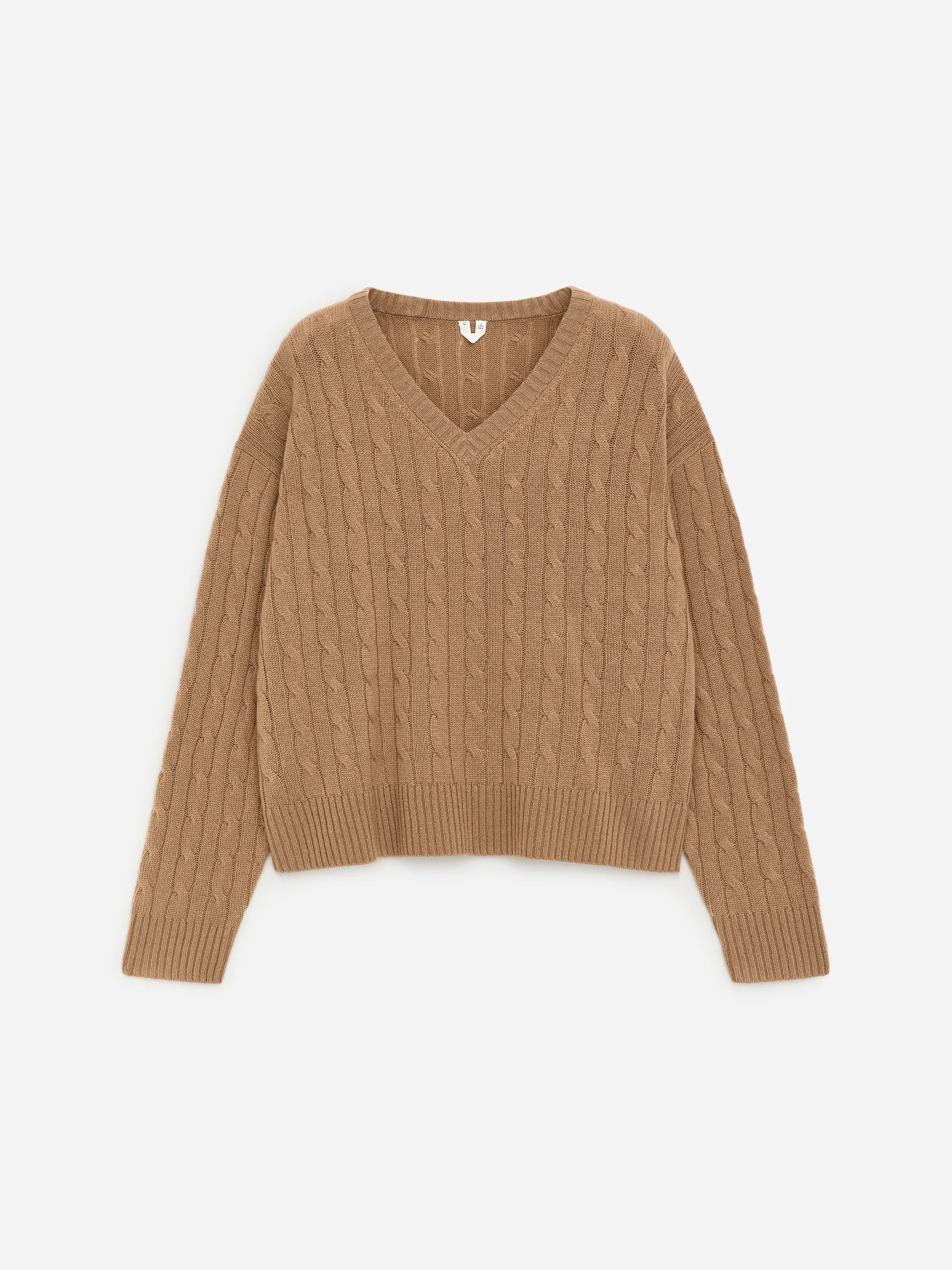 Pull à col V en pur cachemire - Beige