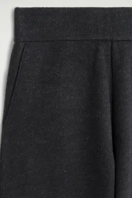 PANTALON BARREL EN LAINE MÉLANGÉE BOUILLIE - GRIS ANTHRACITE CHINÉ — photo 5