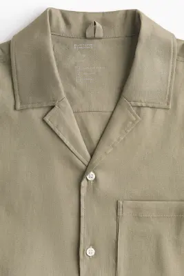 Chemise Easy-care Regular Fit en lin mélangé - Vert kaki — photo 5