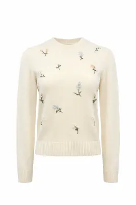 Lucas Embroidered Sweater - Cream — photo 4