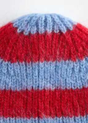 Bonnet en laine mélangée - Bleu/Rouge — photo 2