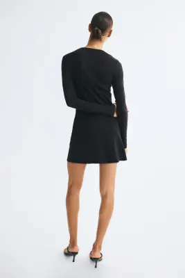 Jupe courte en viscose mélangée - Noir — photo 3