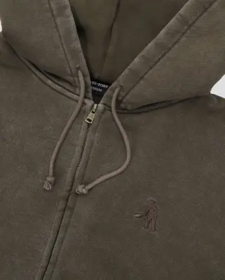 Solid Worker Zip Hoodie Washed Bark — photo 2