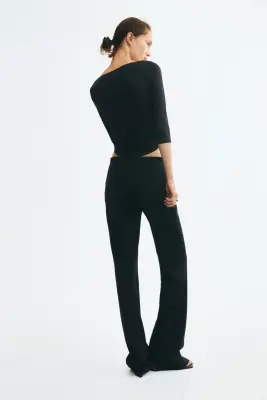 Top en jersey avec encolure bateau - Noir — photo 2