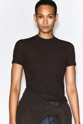 T-SHIRT EN JERSEY CRÊPE - BRUN — photo 4
