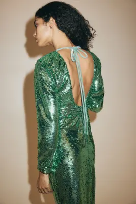 Robe à sequins avec dos ouvert - Vert émeraude — photo 2