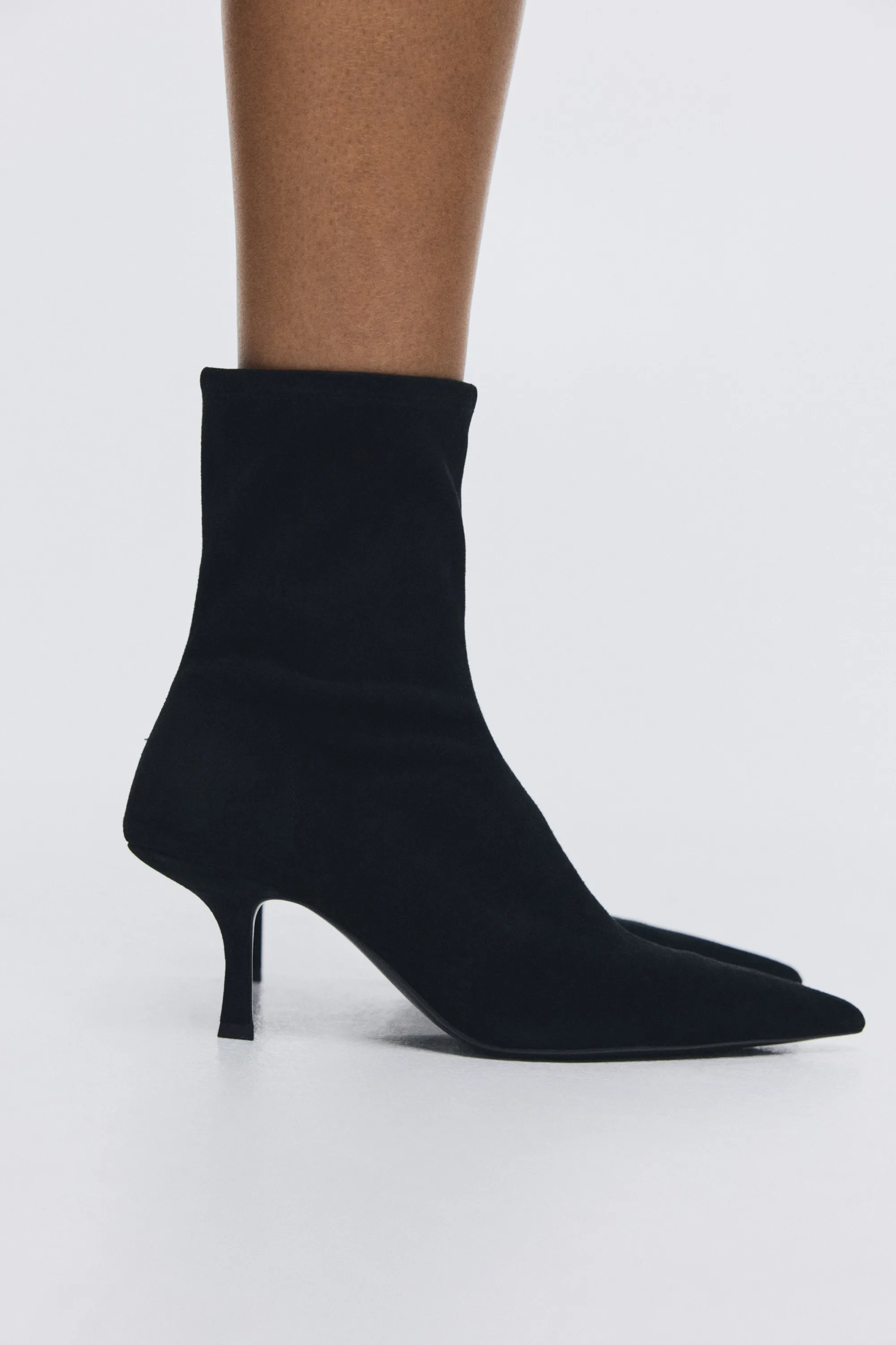 Bottines chaussettes en cuir - Noir