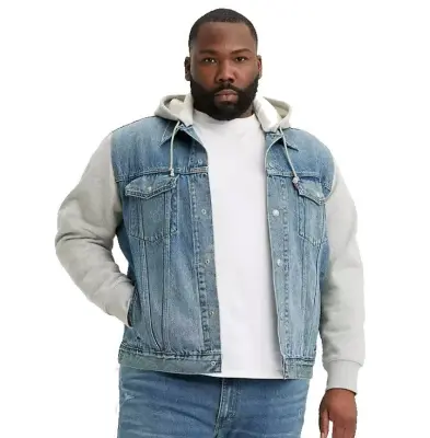 LEVIS VESTE JEAN'S BIG HYBRIDE HOODY TRUCKER Bleu/Gris — photo 2
