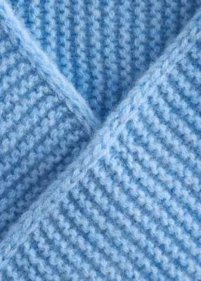 Écharpe en laine à point mousse - Bleu clair — photo 2