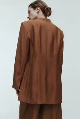 Blazer sans revers - Marron — photo 4