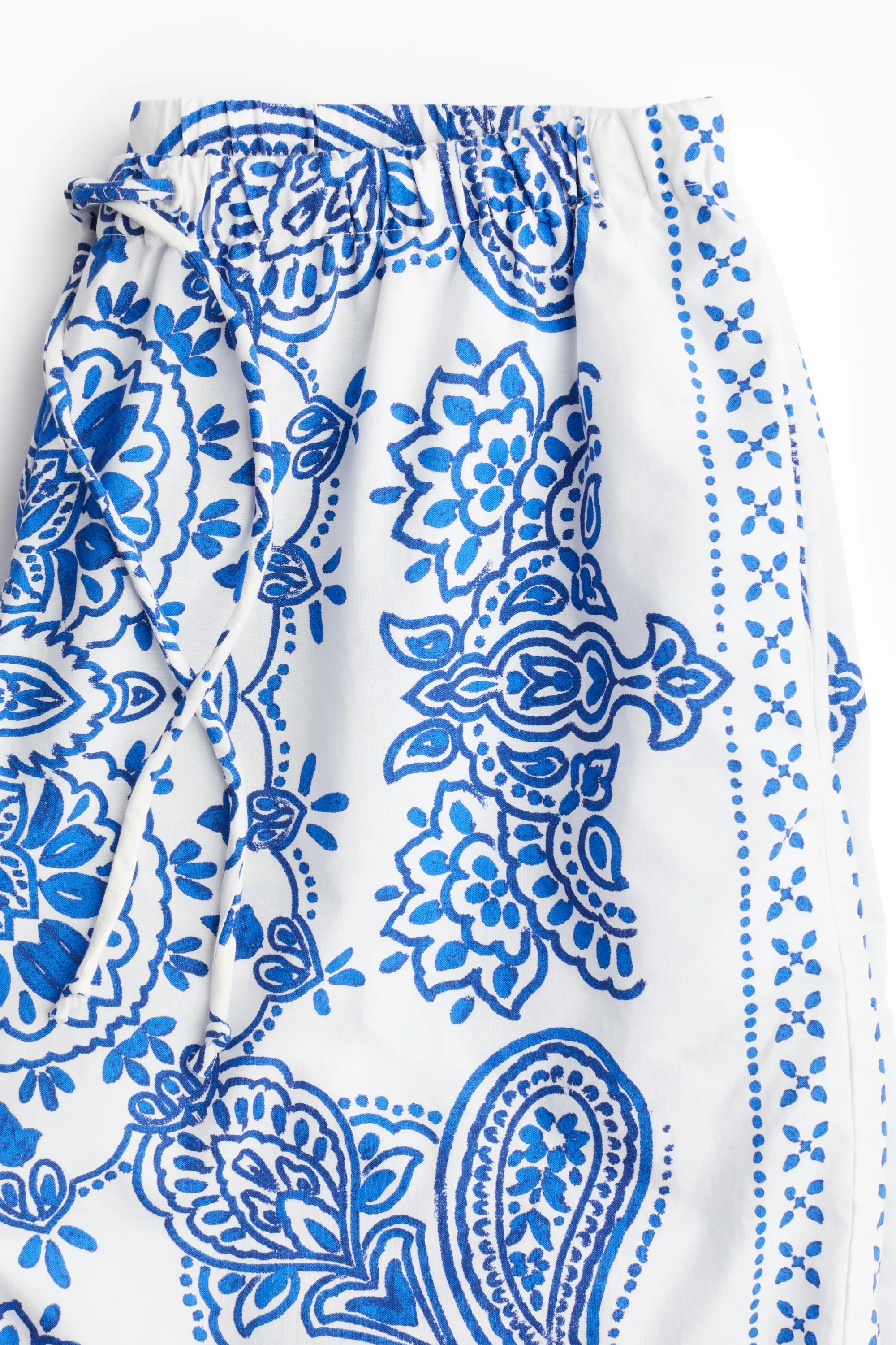 Short en popeline avec cordon de serrage - Blanc/motif cachemire