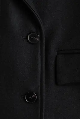 Manteau à fermeture croisée en laine mélangée - Noir — photo 4