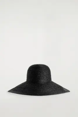 CHAPEAU EN RAPHIA À LARGES BORDS - NOIR — photo 3