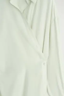 ROBE-CHEMISE MIDI PORTEFEUILLE - VERT CLAIR — photo 1