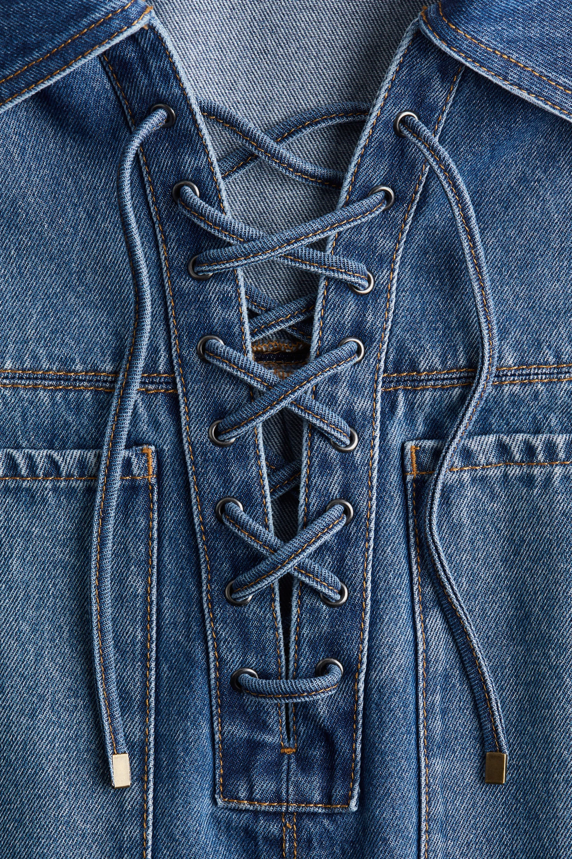 Chemise en denim avec laçage - Bleu denim