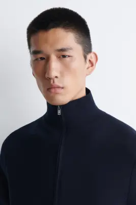 VESTE ZIPPÉE À COL CHEMINÉE EN MAILLE MILANO - BLEU MARINE — photo 2