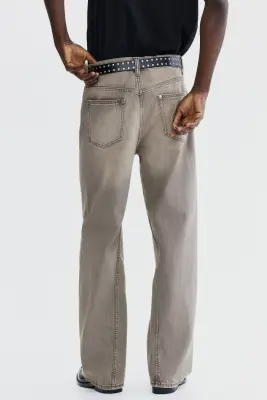 Jean Loose Straight à jambes tournantes - Gris denim — photo 2