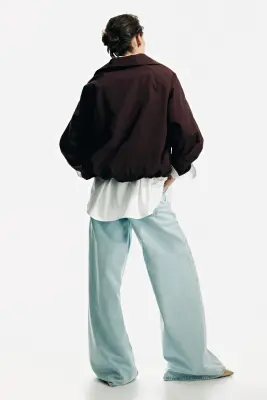 Veste oversize avec base à effet boule - Marron foncé — photo 4