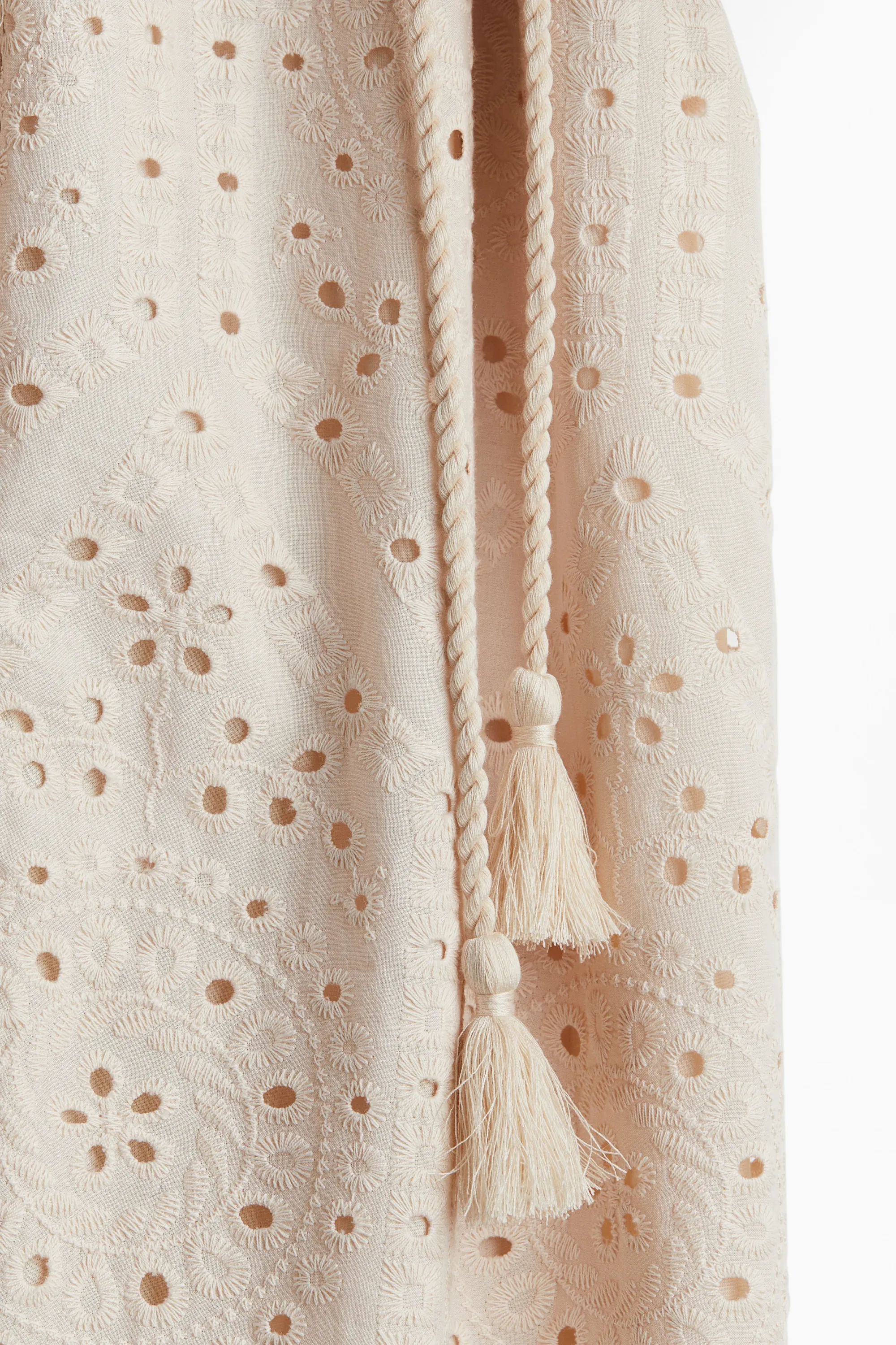 Robe chemise avec broderie anglaise - Beige clair