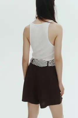 Short chic avec ceinture - Marron foncé — photo 2