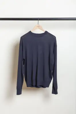 Roberto Collina – Knit LS Crewneck Sweater Comfort Fit – Navy
