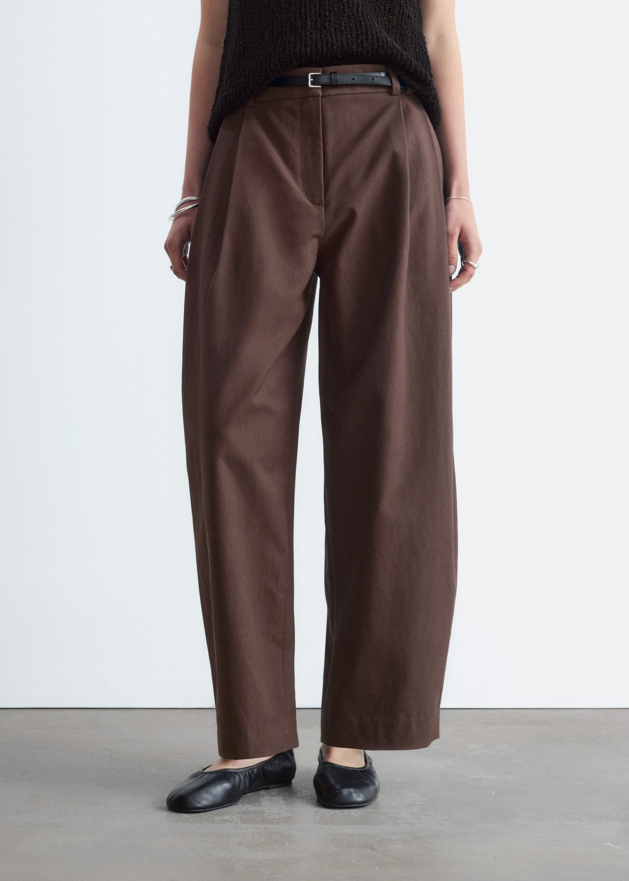 Pantalon court barrel - Marron foncé