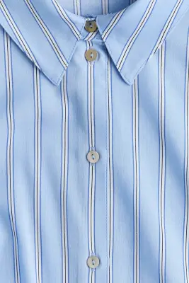 Robe chemise avec ceinture à nouer - Bleu clair/rayé — photo 4