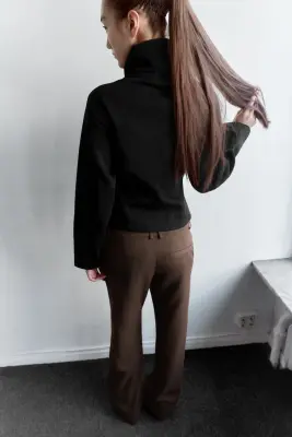 Sweat-shirt ajusté zippé - Noir — photo 2