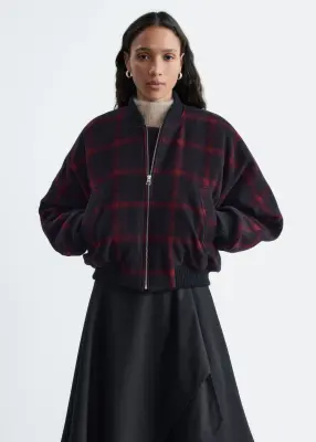 Veste style bomber à carreaux - Bleu/À carreaux — photo 3