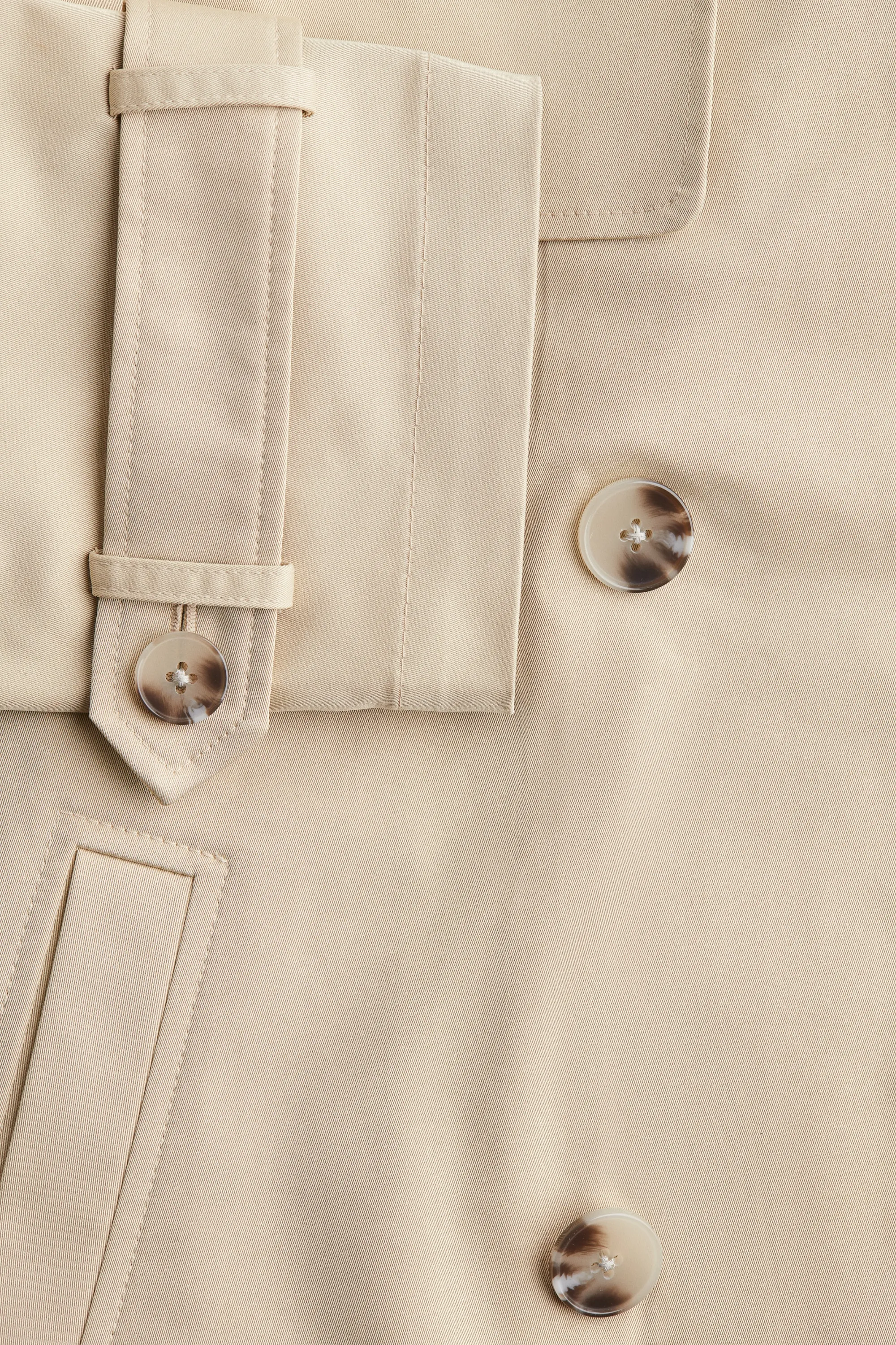 Trench-coat court en twill - Beige