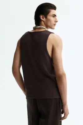 Débardeur Regular Fit en maille - Marron foncé — photo 3