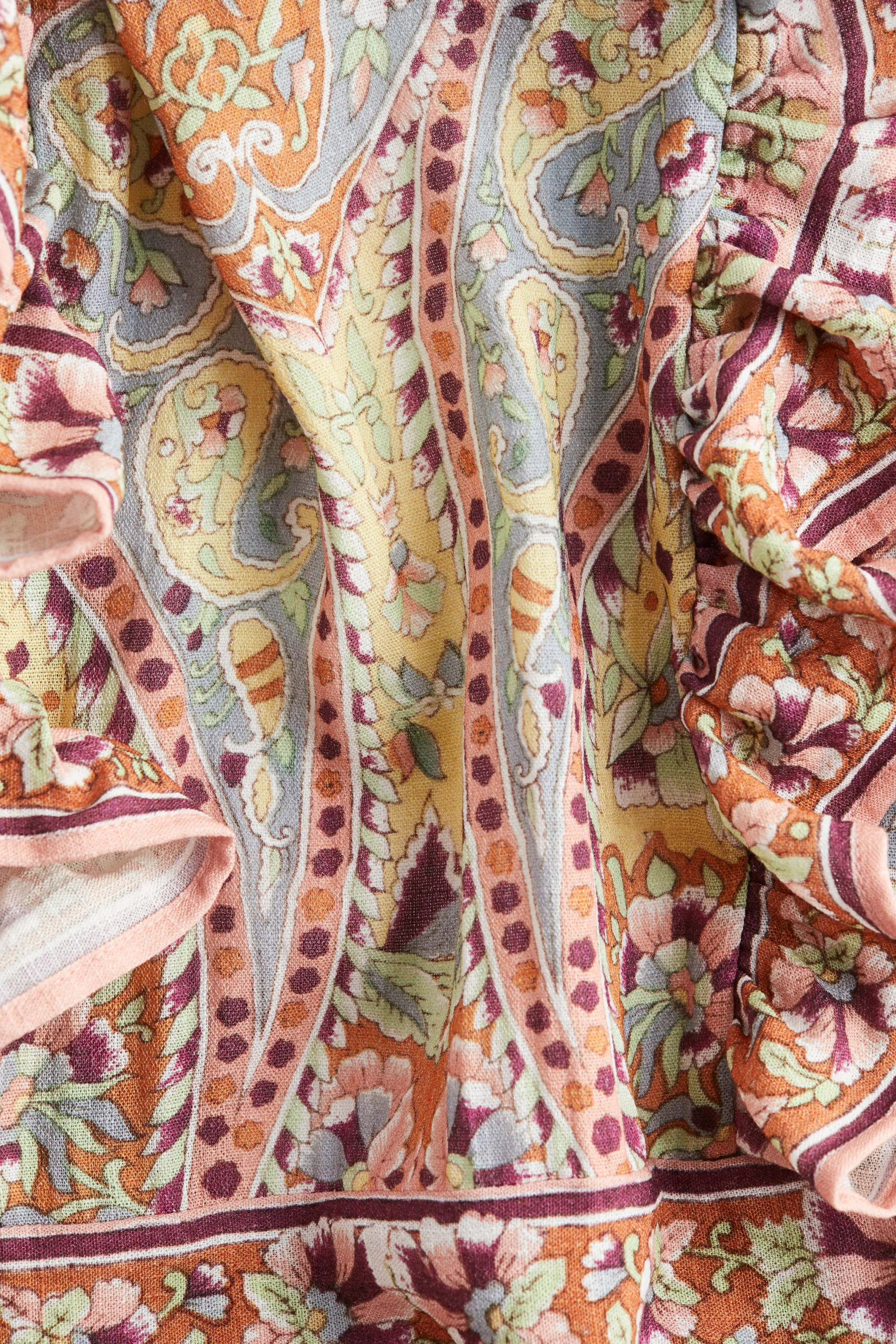 Robe volantée - Orange/motif cachemire