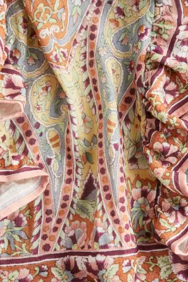 Robe volantée - Orange/motif cachemire